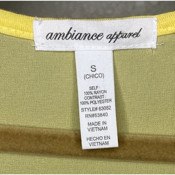 Ambiance Apparel Tunic Tank Top Women Sz Small Yellow - Picture 3 of 6